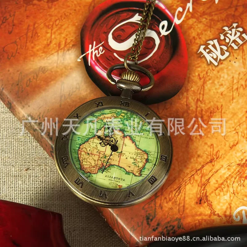 Vintage large 12 constellation map unique pocket watch European and American fashion retro pocket watch with necklace 8098