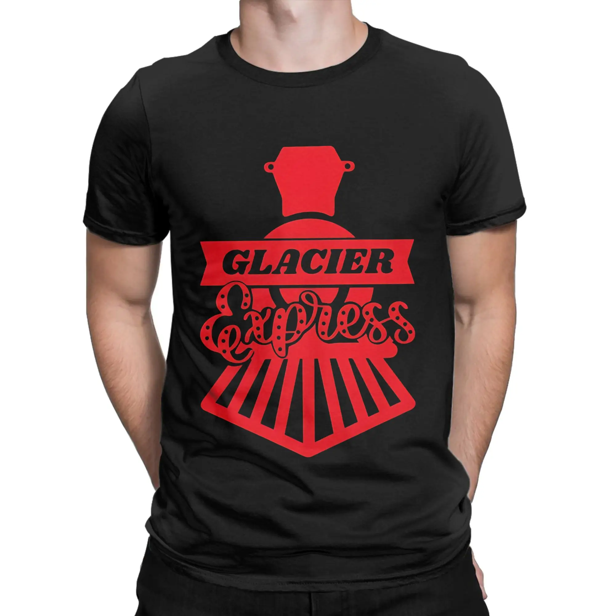 Glacier Express  Switzerland Famous Train Vintage Funny 100% Cotton T-Shirt The Polar Express Tees Tops For Men