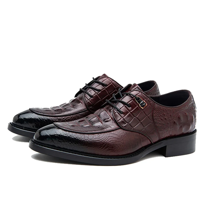 

Casual Business Shoes for Men Crocodile Genuine Leather Men Dress Shoes for Male Formal Style Wedding Oxfords Lace Up Shoes