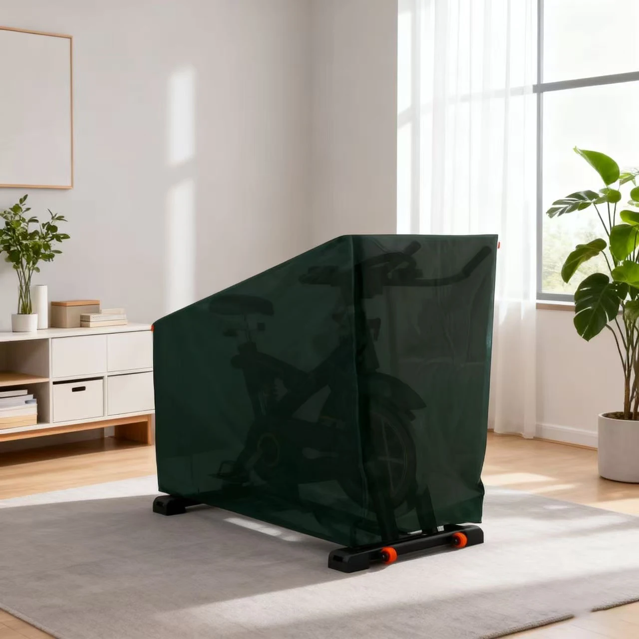 1PC Indoor Fitness Stationary Bike Cover Solid Color Simple Style Durable Fabric Fitness Equipment Dust Protective Cover