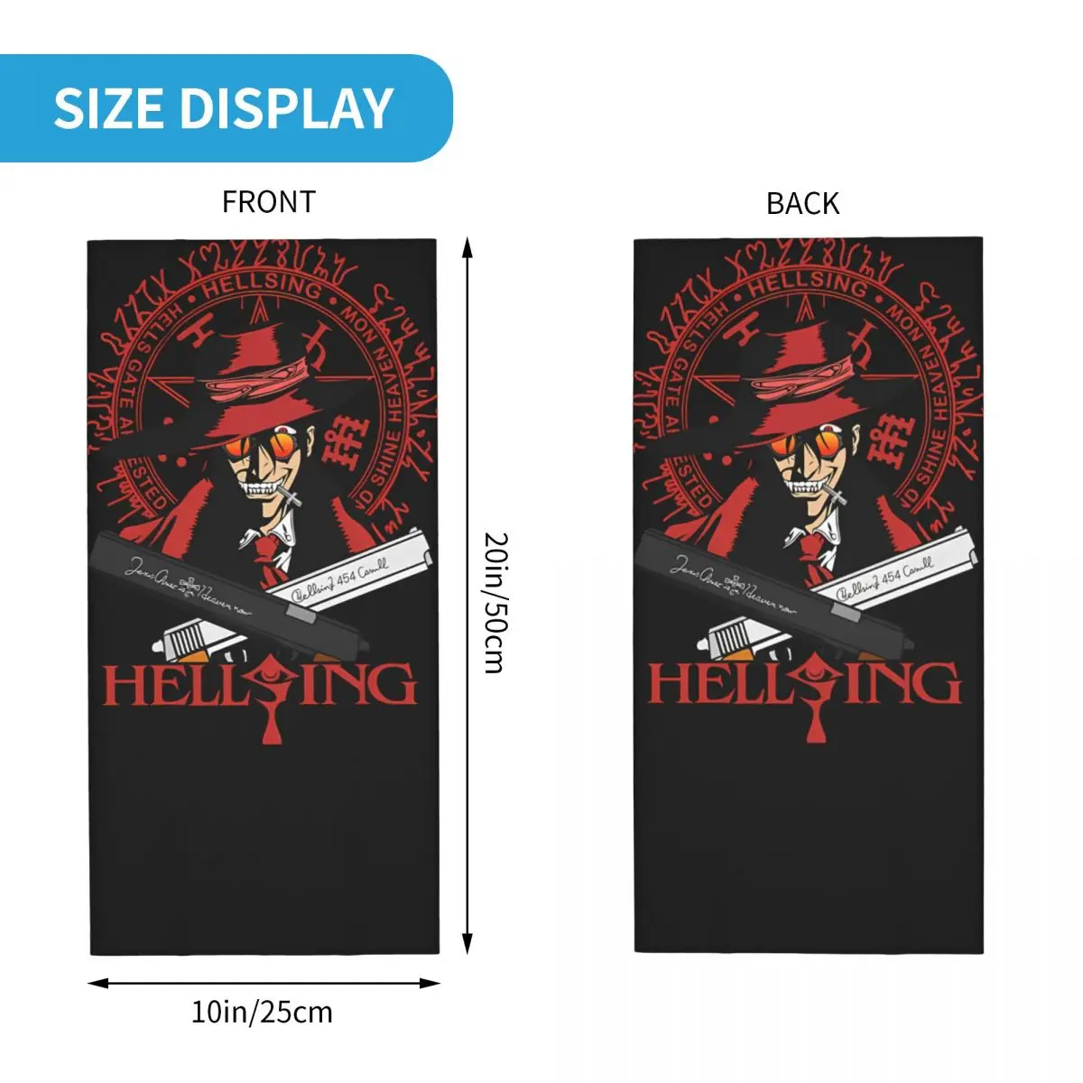 Hellsing - Alucard Bandana Neck Cover Motorcycle Club Hellsing Wrap Scarf Cycling Scarf Hiking Unisex Adult Washable