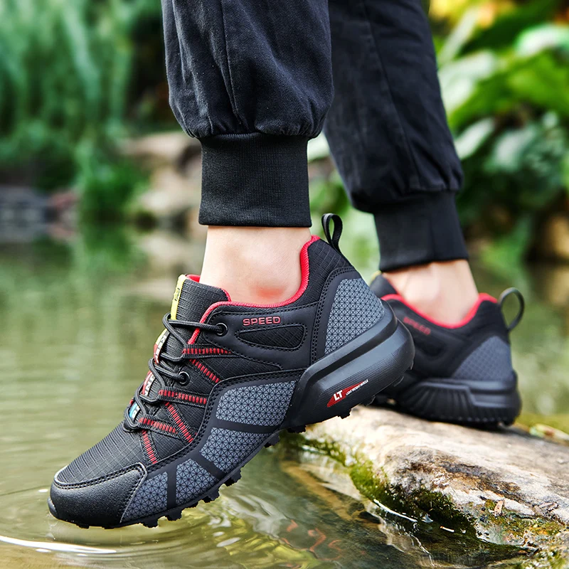 Mens Hiking Trekking Camping Walking Outdoor Shoes Casual Sneakers Lace Up Lightweight Breathable Non Slip Durable