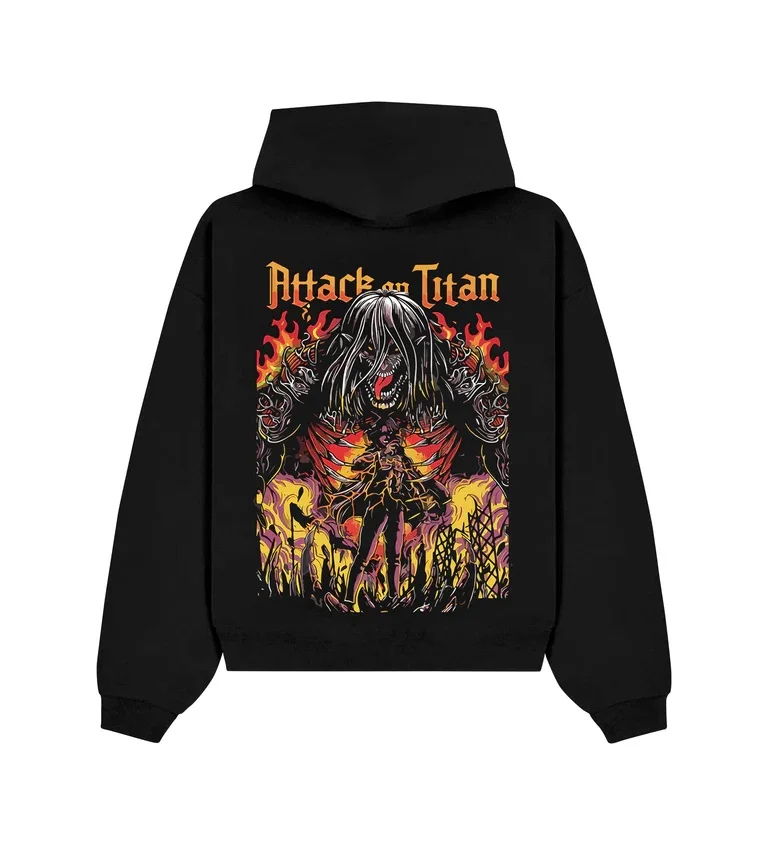 

Attack on Titan Japanese Anime Printed Pure Cotton Hoodie for Men and Women Oversized Loose Retro Autumn and Winter Hoodie Tops