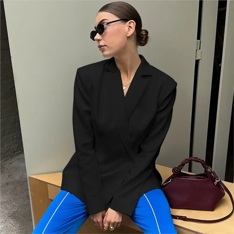 Elegante blazer cappotto donna ufficio signora moda sexy tasche senza schienale giacca da abito 2025 nuova primavera chic bianco casual tuta sportiva sottile