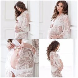 Accesorios de fotografía de maternidad, vestidos de embarazo para mujeres embarazadas, ropa para sesión de fotos, vestido de encaje blanco y negro