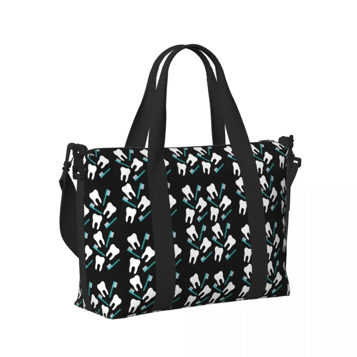 

Funny Dental Definitions White Tooth Pattern Funny Dentist Beach Travel Bag Tote Bags for Gym Women Shopping Duffle Shoulder Bag