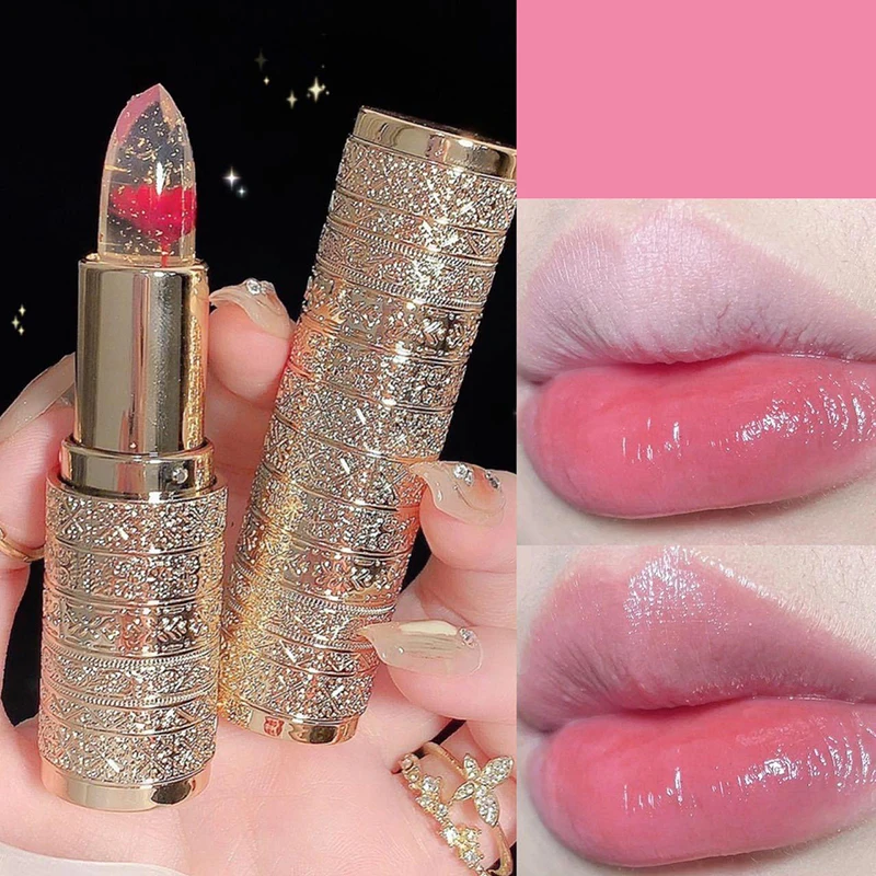 1pc Moisturizing Flower Transparent Lipstick Temperature Color Changing Lip Balm Long Lasting Jelly Lipstick Lips Care Makeup