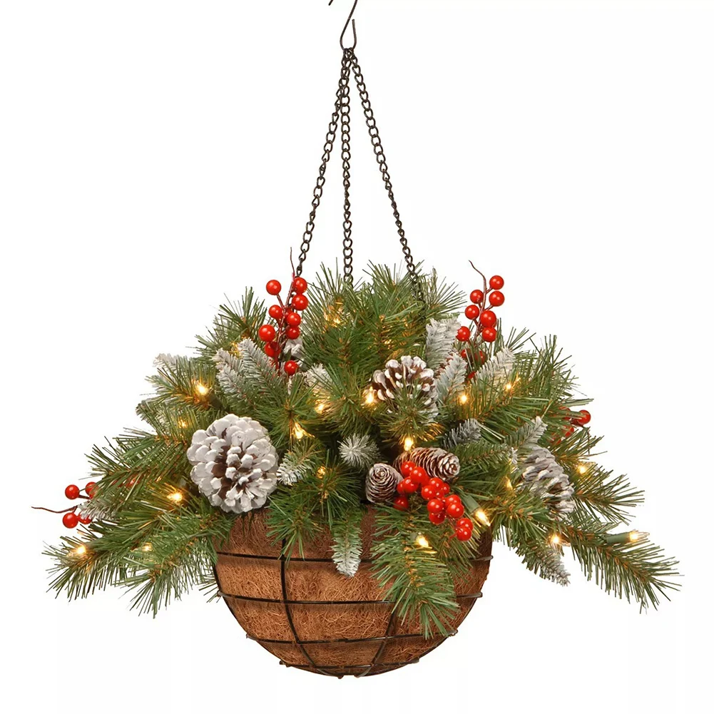 

Christmas Artificial Flower Hanging Basket Ornaments Xmas Tree Decor Pendant For Home 2024 New Year Gifts