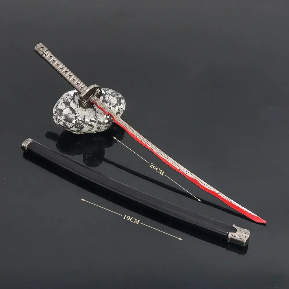 26cm Rivers of Blood Okina Keychain ER Game Peripheral 1:6 Pop-up Katana Sword Set Replica Miniature Home Ornament Equipment Toy