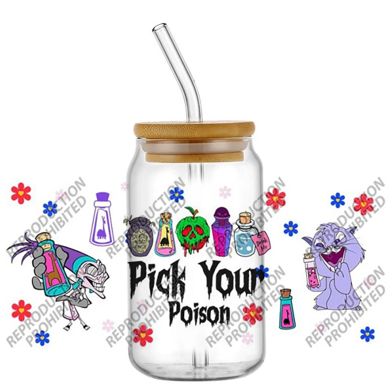 Hotsale Classic Famous Cartoon Emperor's New Groove 16oz UV DTF 3D Transfer Sticker Decals Glass Can Cups Handicrafts Craft DIY