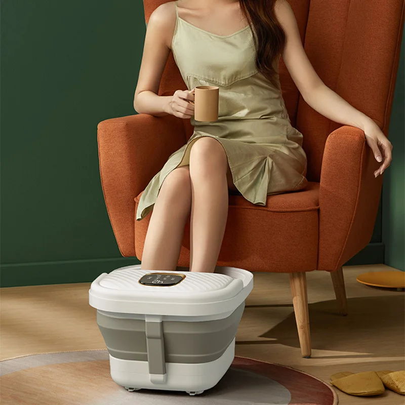 Foot Massager Foldable Portable Pedicure Collapsible Heat Bubble Vibrating Foot Spa Bath Massager Foot Massage Mat