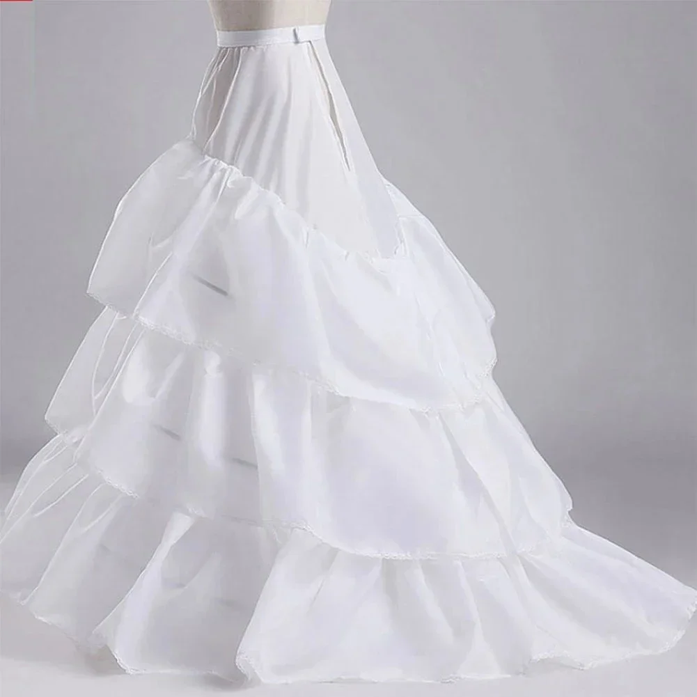 Maravilhoso branco casamento anáguas 3 camadas barato feminino underskirt jupon crinoline vestido longo sottogonna