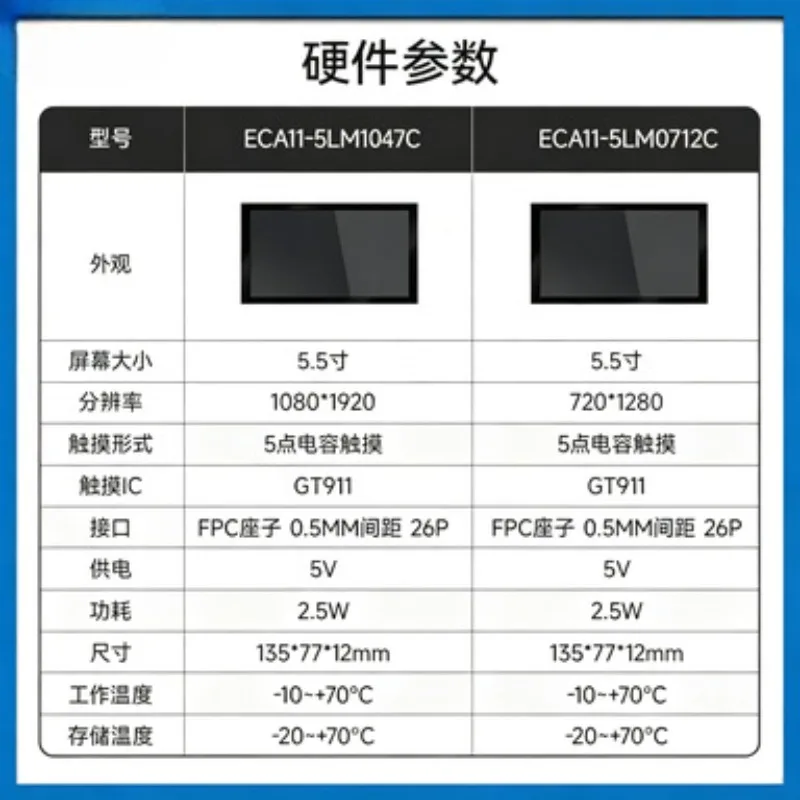 5.5 inch 1080P/720P MIPI high definition capacitive touch screen module core board development board test screen