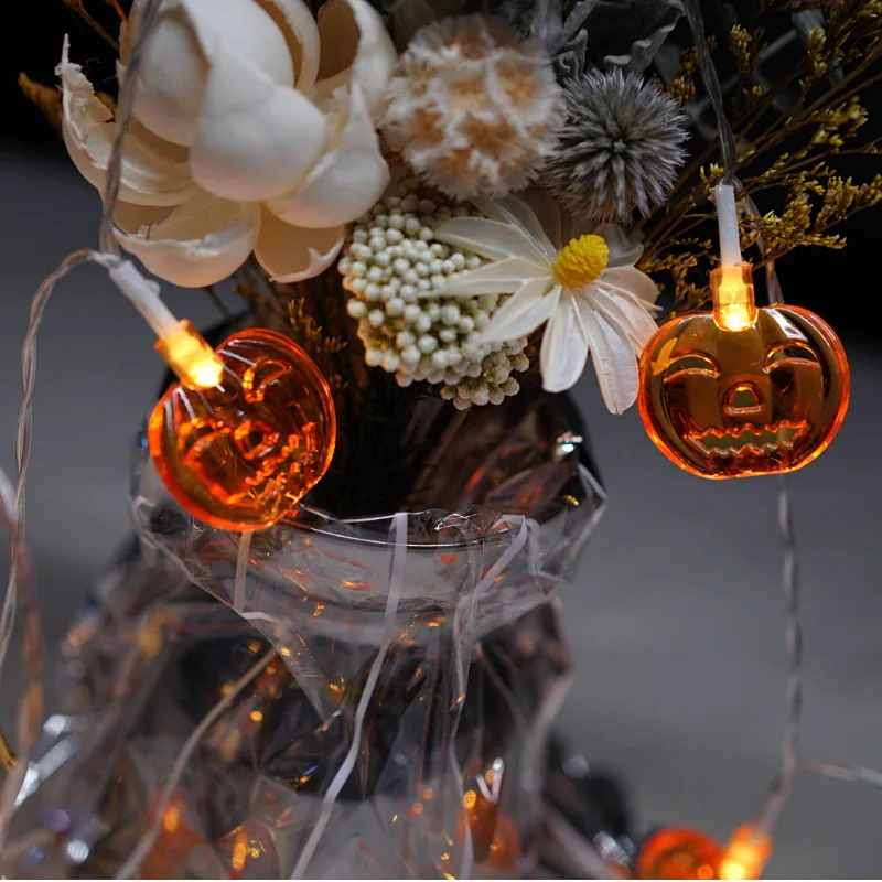 1PC Halloween Pumpkin String Lights Battery Powered Fairy Lights Spooky Atmosphere Decoration Lights For Home Party Garden Yard