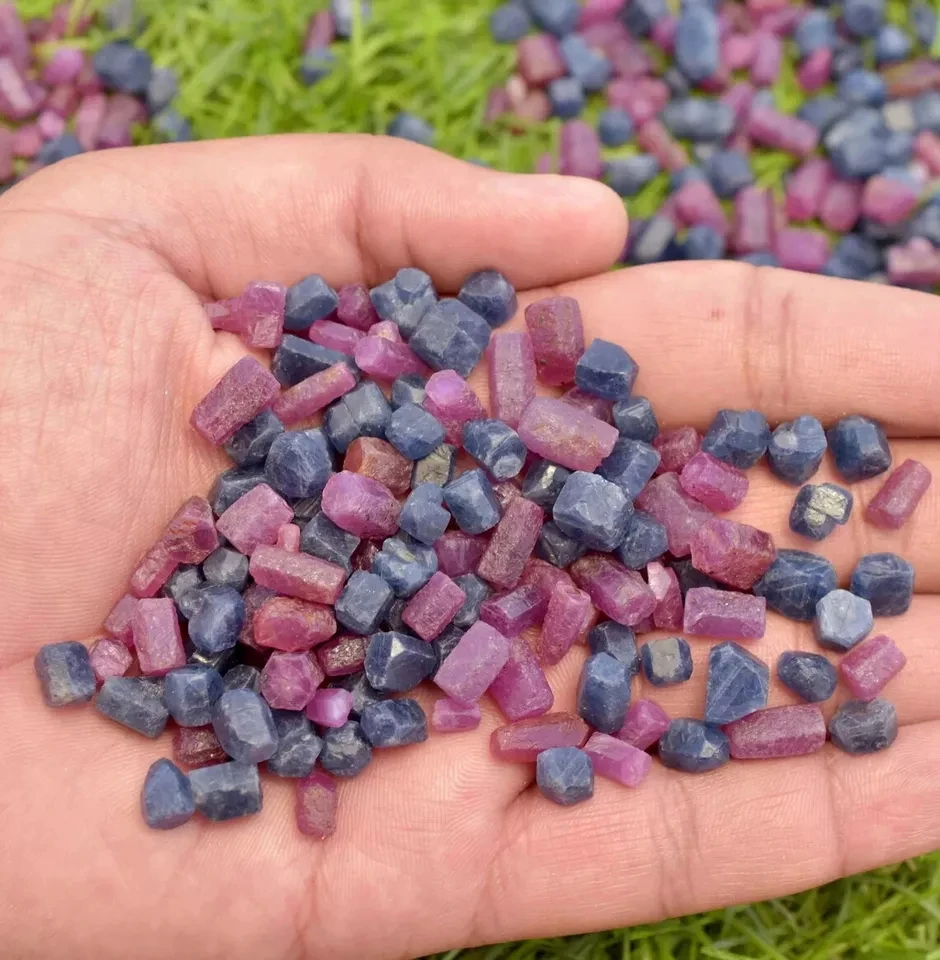 100.00% Natural Top Grade Ruby & Blue Sapphire Raw Loose Gemstone Lot 100.00 Ct