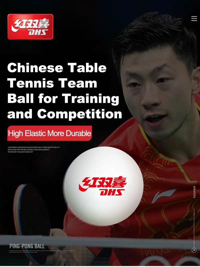 

50/100 pcs/bag DHS Seams Table Tennis Ball ABS New Material Table Tennis Balls ITTF Approved for Training Competition Ball