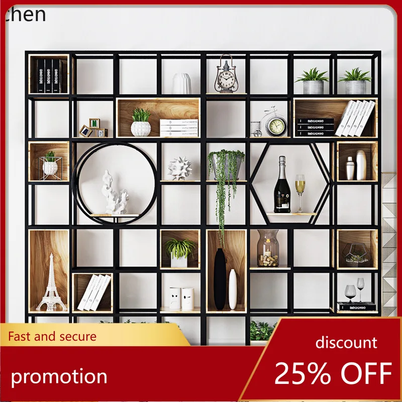 CZ Loft Iron Art Partition Shelf Modern Simple Industrial Style Storage Cabinet Entryway Living Room Bookshelf