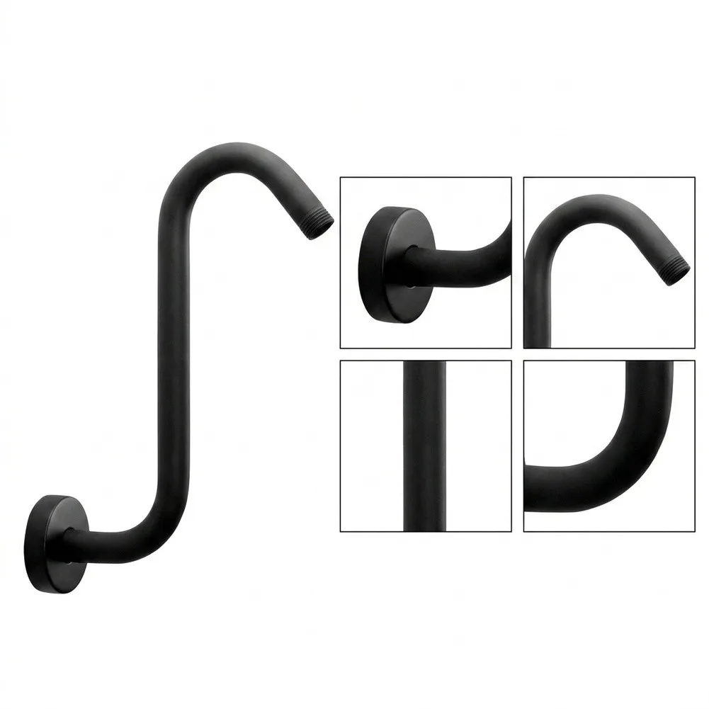 Marine Grade Stainless Steel for S Shaped Shower Arm 10 Inch Gooseneck Profile with Flange Mount and 1/2 Inch Male Pipe Thread