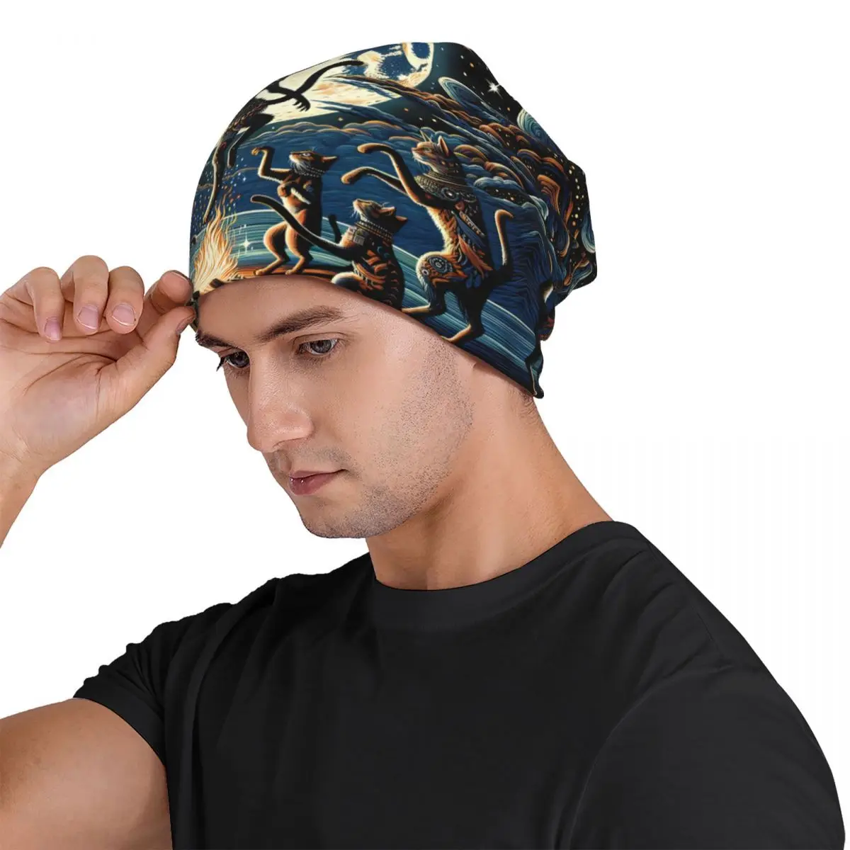 Dancing On A Moonlit Night Beanies Caps Hat Fashion Bonnet Hats Men