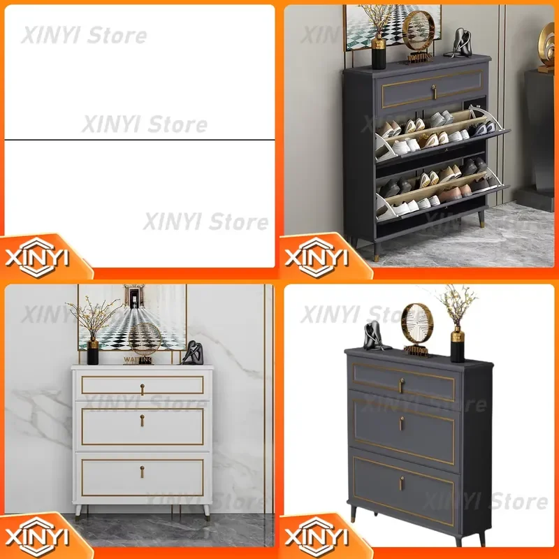 for Door Shoe Cabinet for Home Entryway Light Luxury Modern Foyer Storage Cabinet with Drawer 17cm Ultra Thin Tipping Bucket