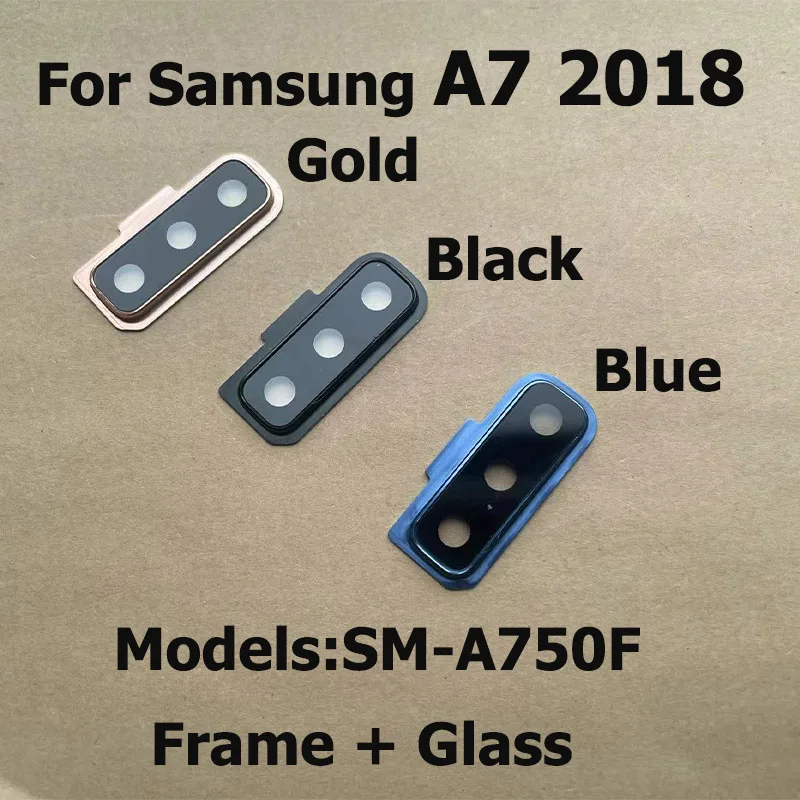 

Стеклянный объектив задней камеры для Samsung Galaxy A7 2018 A750, стекло для камеры с рамкой, замена держателя