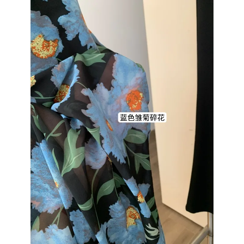 Elegante Süße V-ausschnitt Lange Chiffon Kleid Frauen 2025, Sommer Spitze Patchwork Slim Fit Midi Sommerkleid Weibliche Frau Kleidung