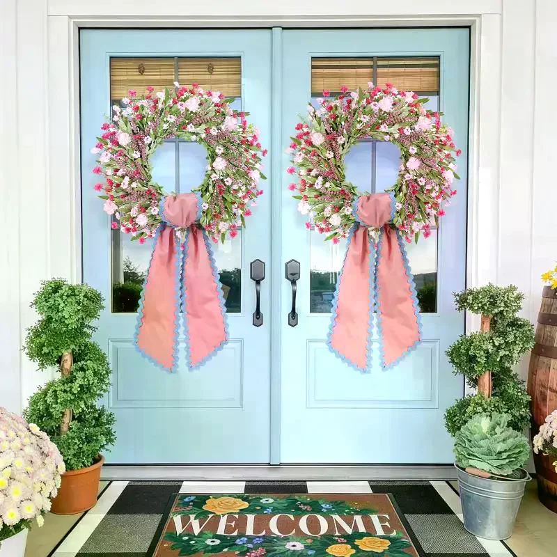 Easter Basket Bows Gingham Canvas Wreath Sashes Tear-resistant for Baby Door Home Festival Decoration