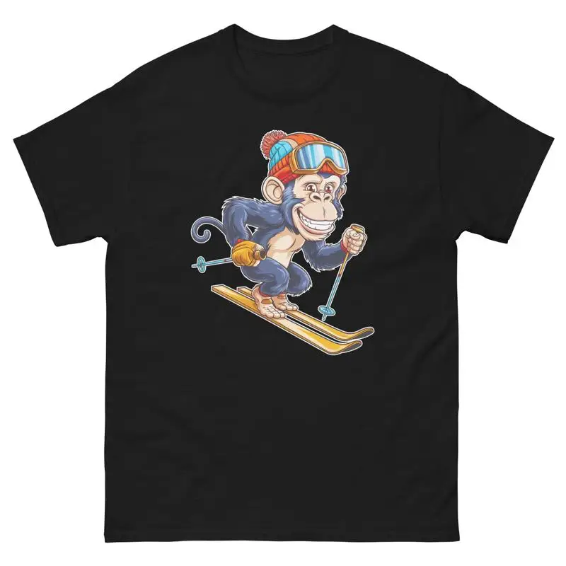 

Chimpanzee Skiing Skier Fun Cartoon Ski T Shirt