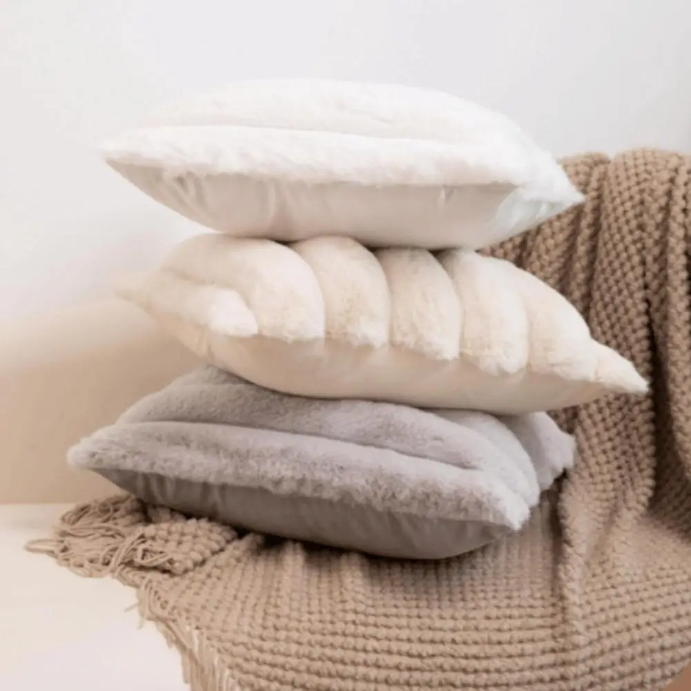 

Pumpkin Stripes Pillowcase Stripe Pattern Patchwork Throw Pillowcase with Hidden Zipper Closure Soft Fuzzy Material for Bedroom