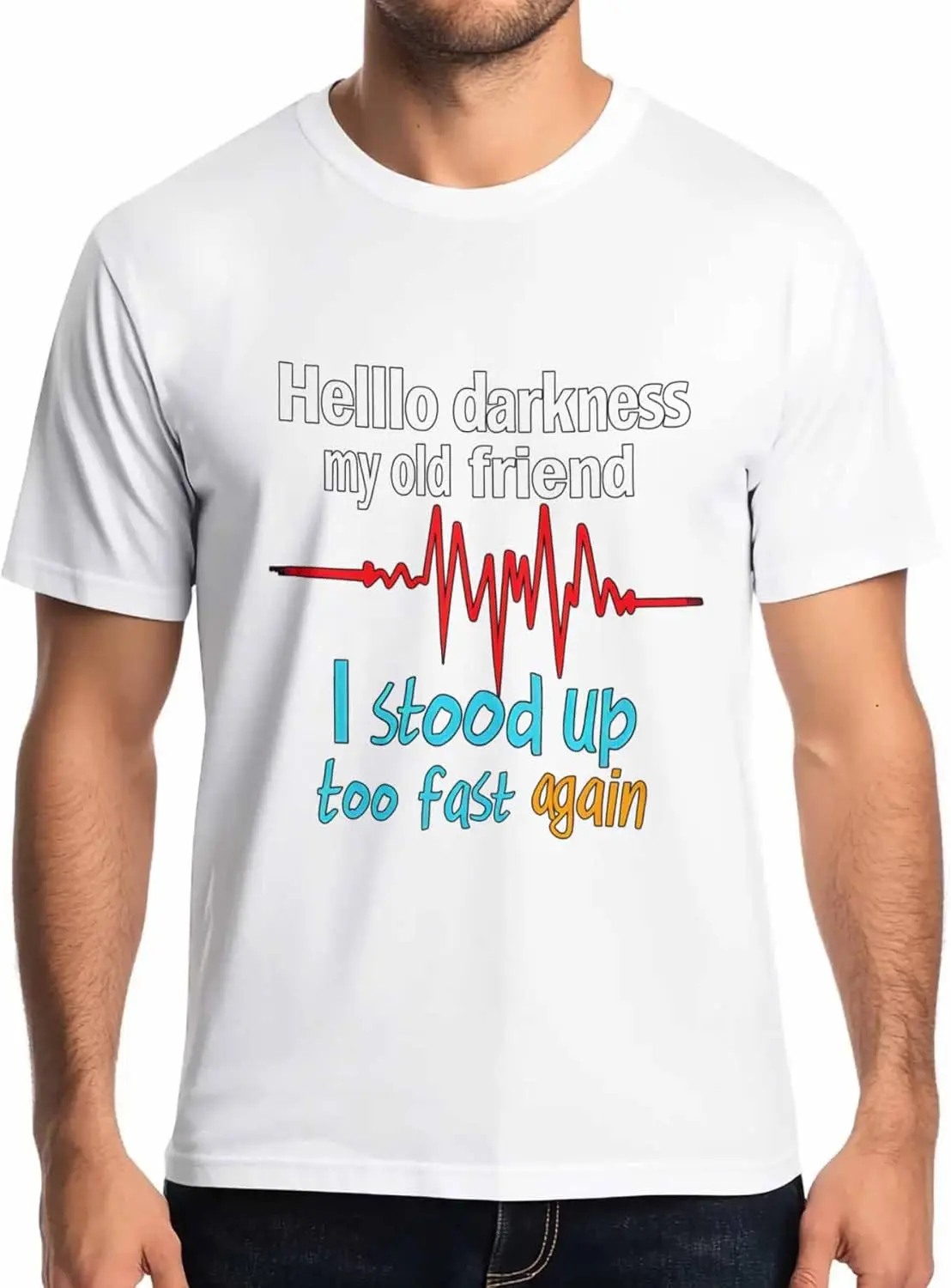 

Мужские футболки «Hello Darkness My Old Friend», мужские футболки с короткими рукавами, футболка с круглым вырезом, мужские футболки с ЭКГ и граффити