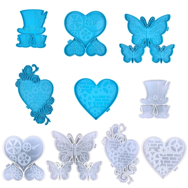 Wall Hanging Resin Moulds Heart Silicone Moulds Hat Gear for Butterfly Epoxy Mould for DIY Craft Home Decoration Dropship