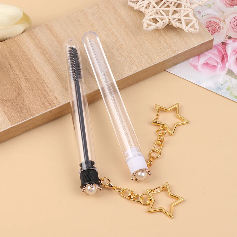 Reusable Eyelash Brush Tube Keychain Plastic Lash Spoolie Container Glitter Cils Dust-proof Mascara Wands Keyring