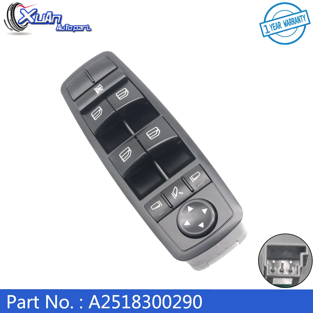 XUAN Front Left Power Window Switch A2518300290 For Mercedes-Benz GL320 GL350 GL450 GL550 ML320 ML350 ML450 ML500 ML63 R320 R350