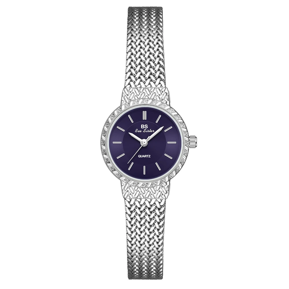BS Bee Sister Reloj de pulsera informal de moda simple para mujer Esfera redonda Relojes de pulsera de cuarzo impermeables para mujer Regalos