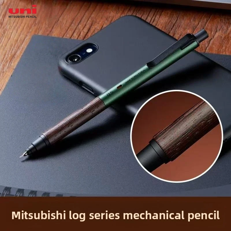Lápiz mecánico Uni Kurutoga M5 KW M5 KH, agarre de Metal de madera, núcleo de plomo irrompible, bolígrafo de escritura giratorio de doble velocidad, arte