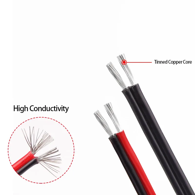 10M/Roll 2Pins Wire 30 28 26 24 22AWG Double Parallel Flat Wire PVC Insulated Tin Plated Copper Electric Cable Ribbon LED