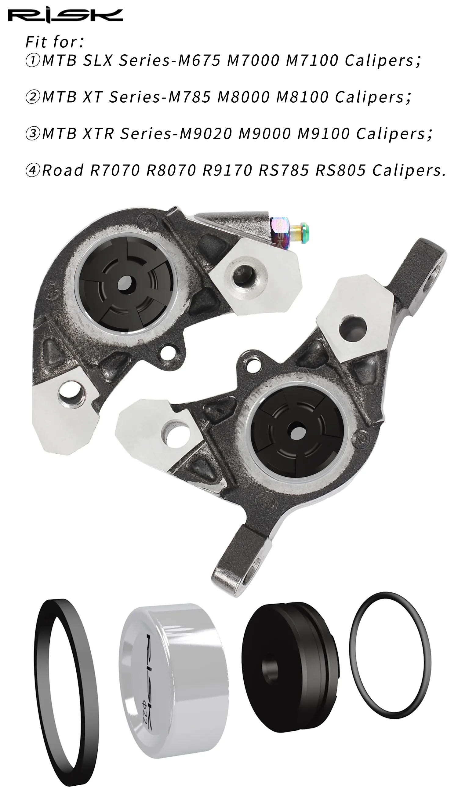 RISK Bicycle Hydraulic Brake Caliper Piston Titanium Part MTB Road Bike Brake Piston For SHIMANO XT/XTR/SLX M8000 R7070/8070