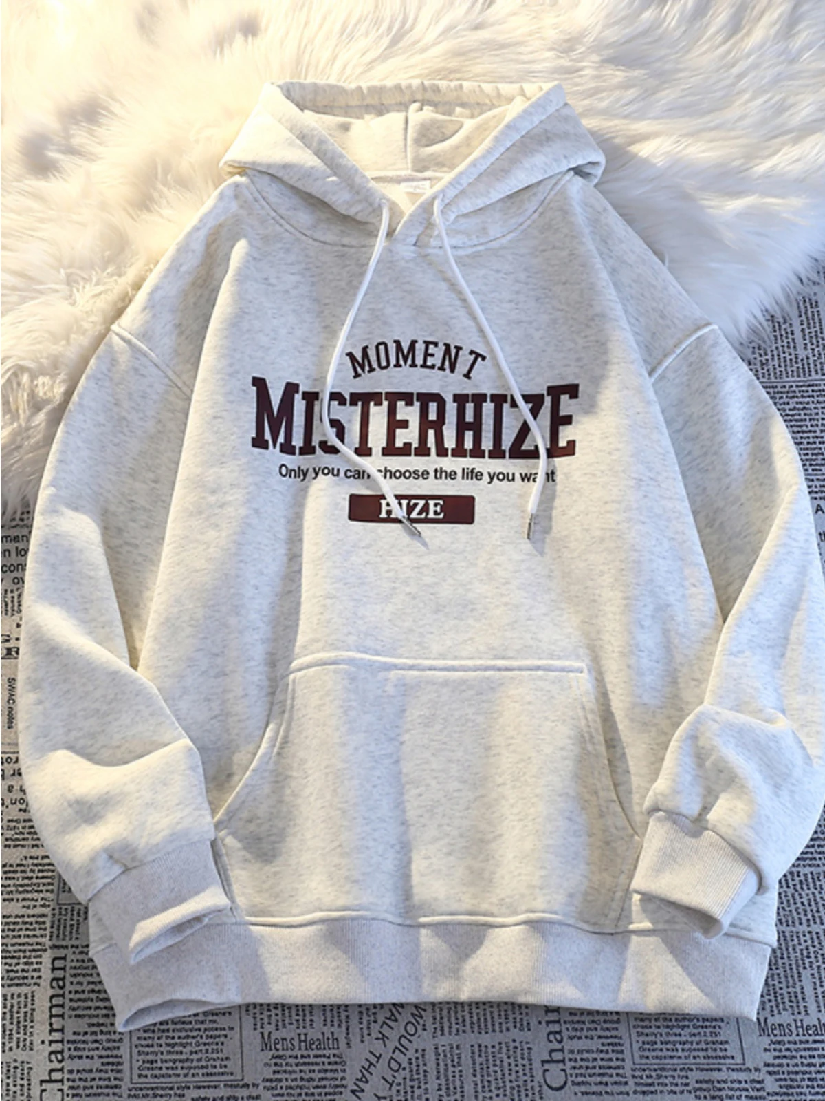 เสื้อฮู้ดไซส์ใหญ่สำหรับผู้หญิง ผ้าเทนเนด ทรงโอเวอร์ไซส์ สวมใส่สบายๆ เหมาะสำหรับฤดูใบไม้ร่วงและฤดูหนาว มีซับใน ผ้าคลุมศีรษะแบบสวม