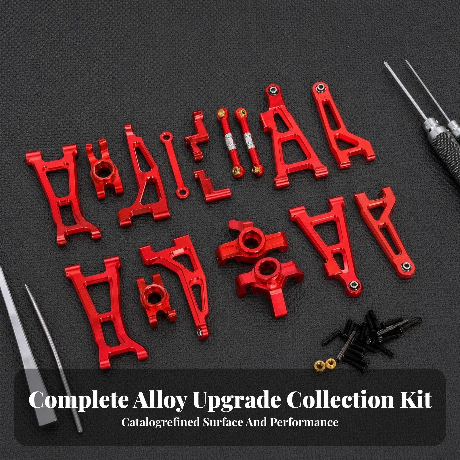 MJX 16207 Metal Upgrade Kit Rigid 1/16 RC Car Aluminum Upgrade Kit 1/16 RC Car Shock-Absorbing Linkage Arm Set Easy to Replace