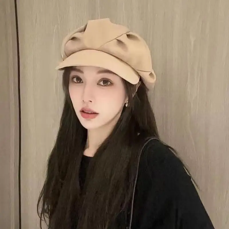 Fashionable Beret For Women With Large Head Circumference Cloud-Shaped Hat Octagonal Hat