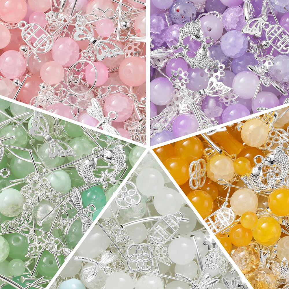 30g Colorful Glass Mixed Beads Multi-shape Loose Spacer Bead for DIY Necklace Bracelet Phone Chain Jewelry Making Accessories