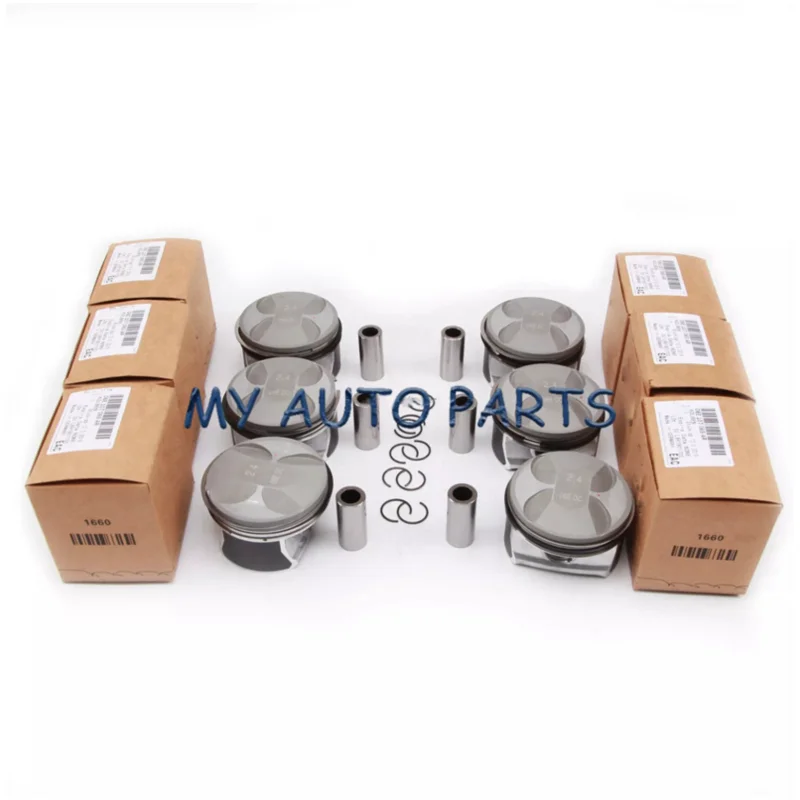 6PCS Pistons & Rings Assembly Φ19mm 81mm STD Fit For Audi A6 Avant 4F2 C6 2.4L06E107065A 06E107065AD 06E107065AR 06E107065AB