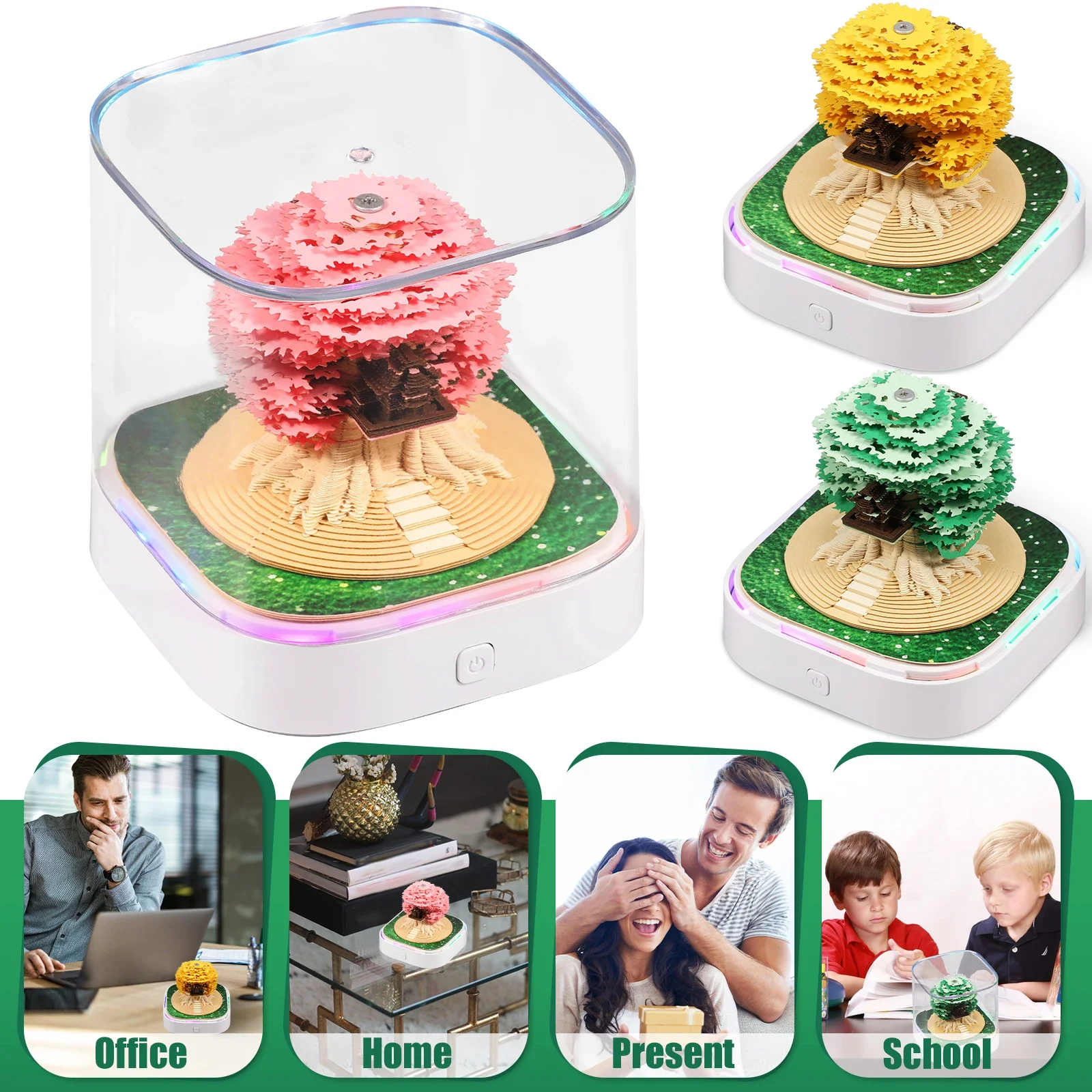 

3D Desk Note Pad Stereo Tree House Memo Pad Tear-Away Calendar Note Pad DIY Lighting 3D Panoramic Memo Pad Paper Christmas gifts