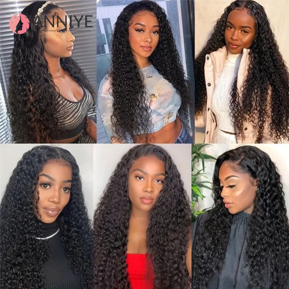 Deep Wave 3 Bundles With 13x4 Frontal Hair Natural Color Hair Extensions 100% Human Hair Weave 30 Inch Lace Frontal Remy Hair