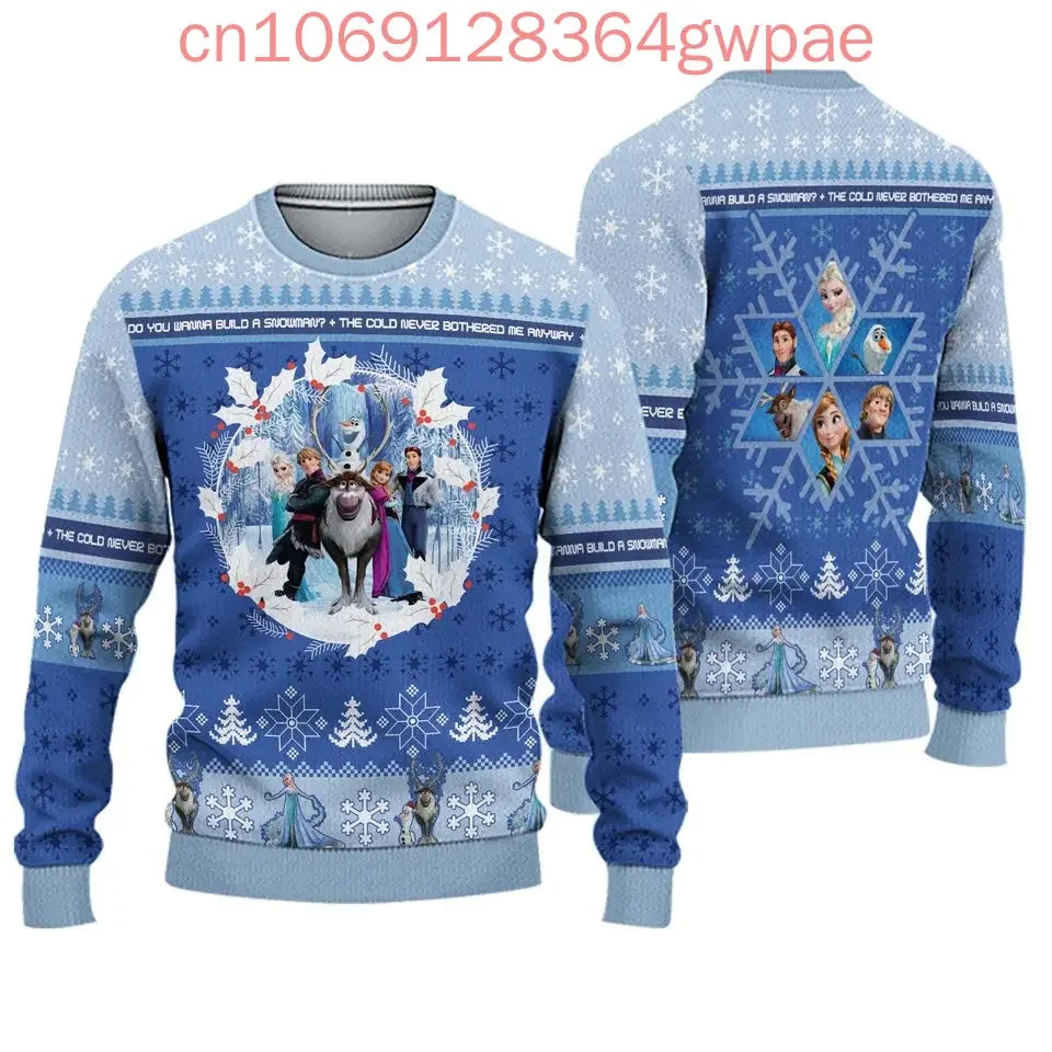 Frozen Anna Elsa Olaf Christmas Ugly Sweaters Disney 3d Print Christmas Ugly Sweaters Fashion Men's Women's Casual Sweater