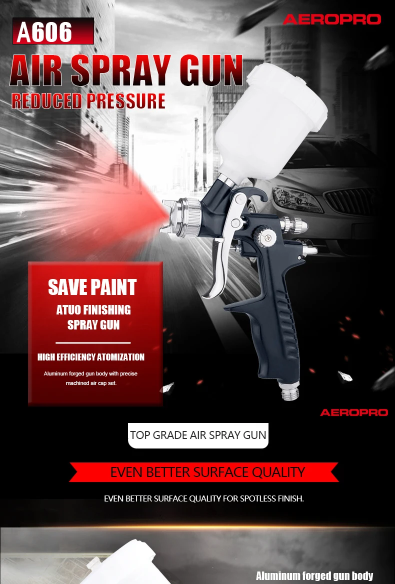 A606 Car Automatic Primer Painting Spray Gun HVLP Spray Gun Auto Refinishing Air Spray Gun Airbrush