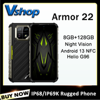 Ulefone Armor 22 8GB+128GB IP68/IP69K Rugged Phone Android 13 6.58“ MTK Helio G96 64MP 4G NFC Smartphone