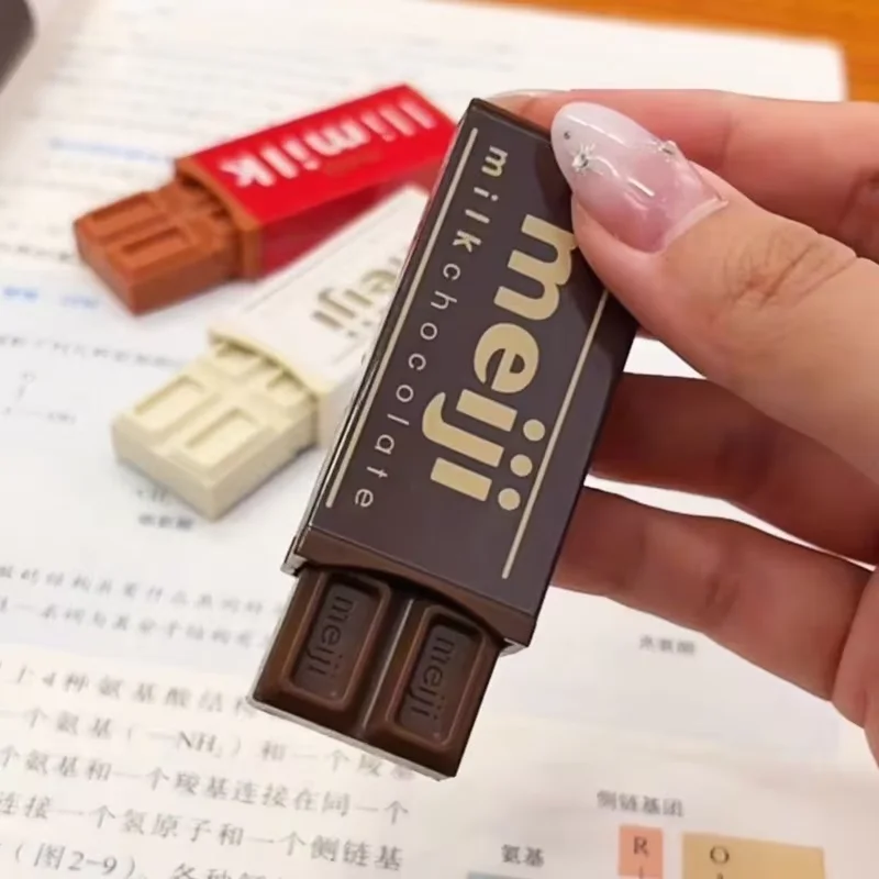 Simulated Meiji Style Breakable Chocolate Fidget Toy Snap Play Stress Relief Keychain Japanese Cute Bag Pendant Funny Gifts
