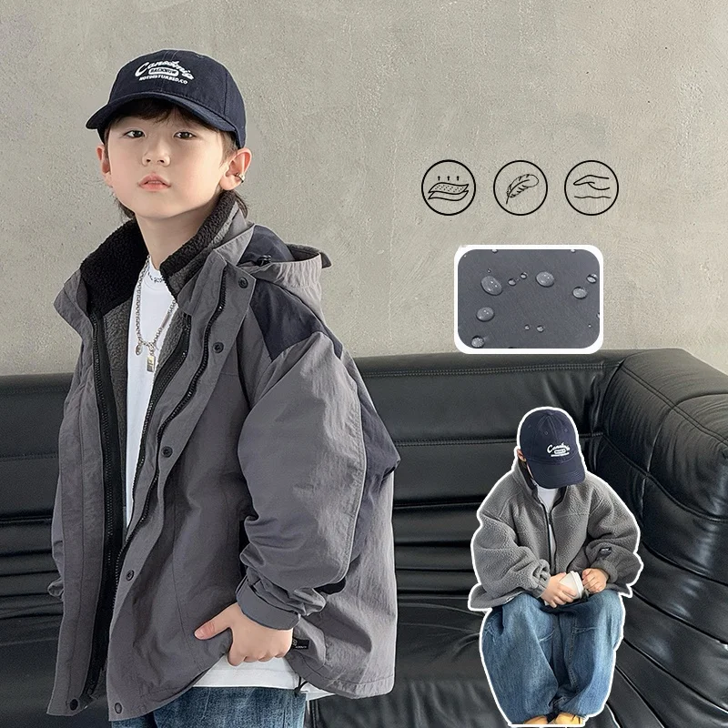 

Kids Active Protection Jacket Baby Boys Autumn Winter Fishing Running Outdoor Coat Teen Boys Hiking Coat Child Jacket Ages 4-14Y