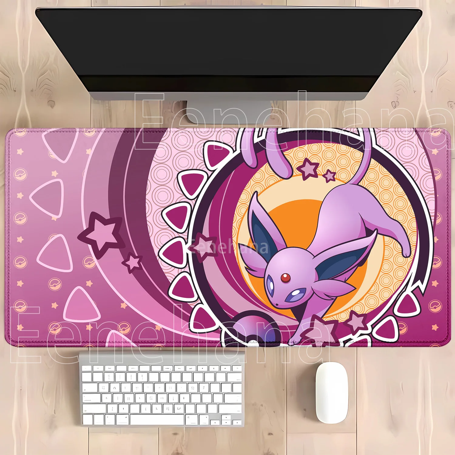 Anime Eevee Pokemon Gaming-Mauspad Kawaii XXL PC-Tastatur-Overlock-Teppich Bürozubehör Gummi HD-Druck Overlock-Schreibtischunterlage – Detail 3